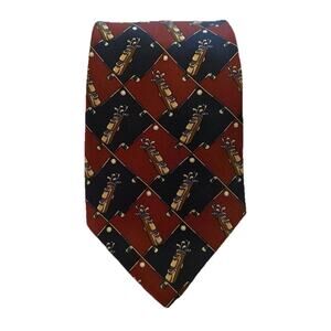 Vtg Tommy Hilfiger Men’s 4” Tie Red Golf Clubs 100% Italian Silk Necktie‎ USA